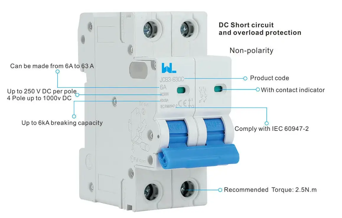 JCB3-63DC Polarity DC MCB: Reliable Protection for DC Systems