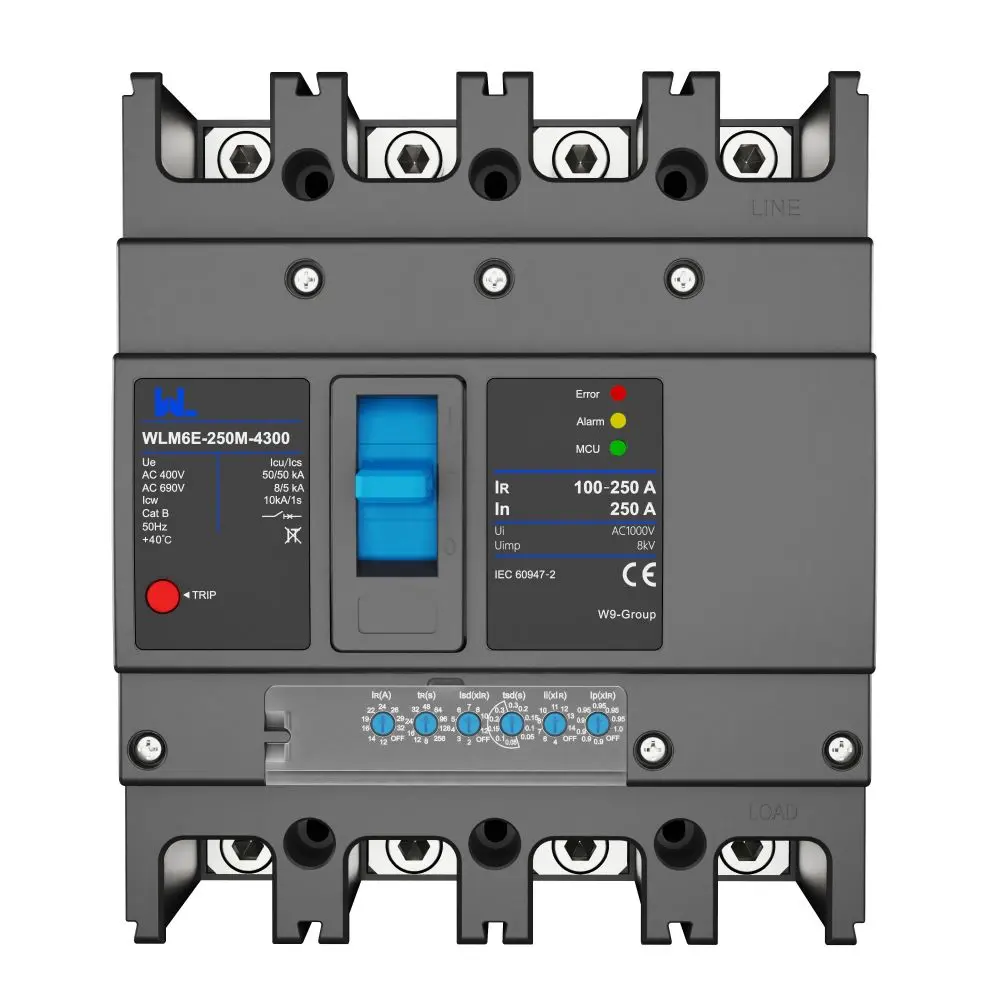 MCCB circuit breaker WLM6E-250A-3300 3P/4P WLM6E Series electronic circuit breaker Molded Case Circuit Breaker 400V/690V MCCB 250A 3/4 poles with modbus RS485