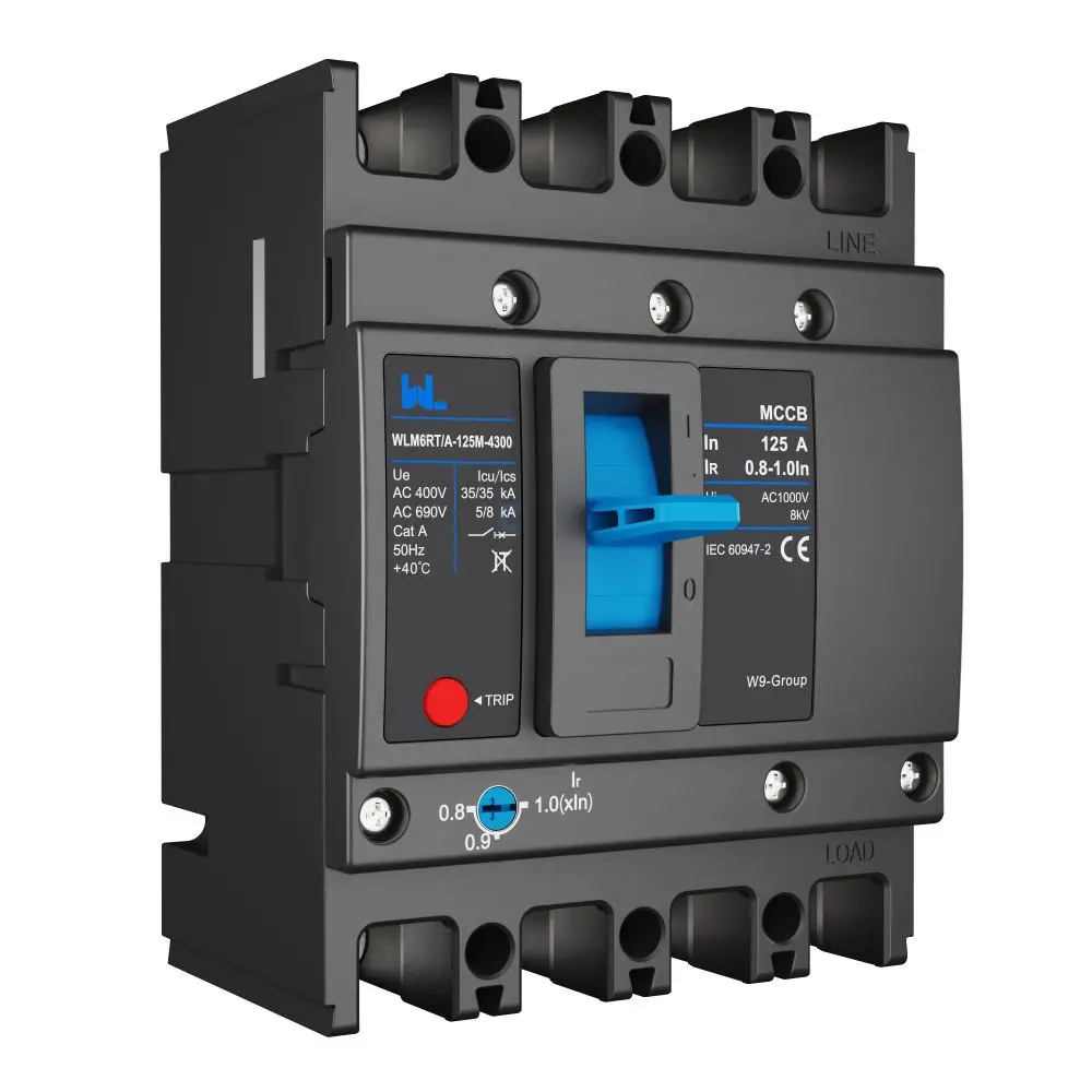 Adjustable Mccb WLM6RT-125A-3300 3P  WLM6RT Series thermal magnetic type mccb  400V/690V mccb 125A 3 Poles/4 Poles