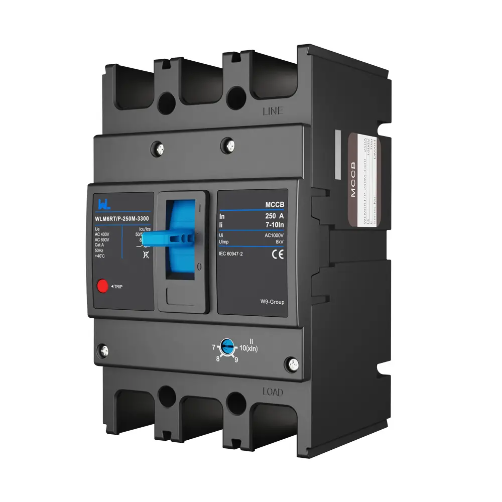 Adjustable Mccb WLM6RT-250A-3300 3P/4P  WLM6RT Series industrial thermal magnetic type circuit breaker 400V/690V mccb 250A 3/4 Poles
