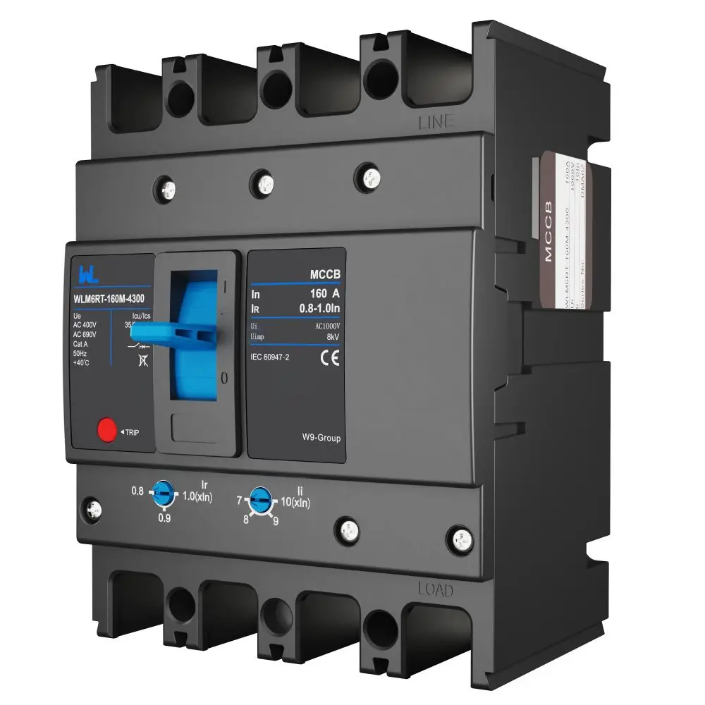 Adjustable Mccb WLM6RT-160A-3300 3P  WLM6RT Series thermal magnetic type mccb  400V/690V mccb 125A 3 Poles