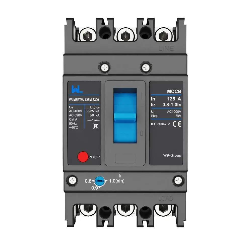 Launched WLM6RT-125A-3300 3P WLM6RT series thermal magnetic molded case circuit breaker with LCD display