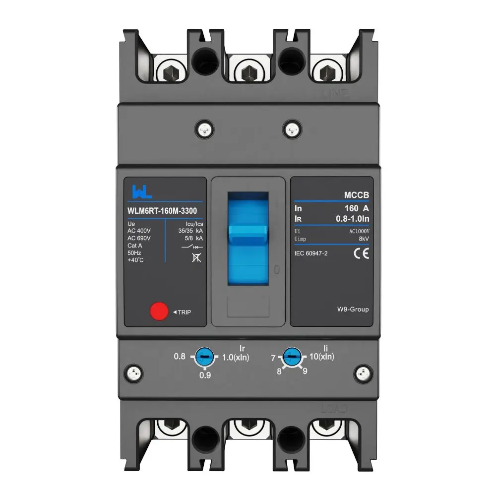 Adjustable Mccb WLM6RT-160A-3300 3P  WLM6RT Series thermal magnetic type mccb  400V/690V mccb 125A 3 Poles