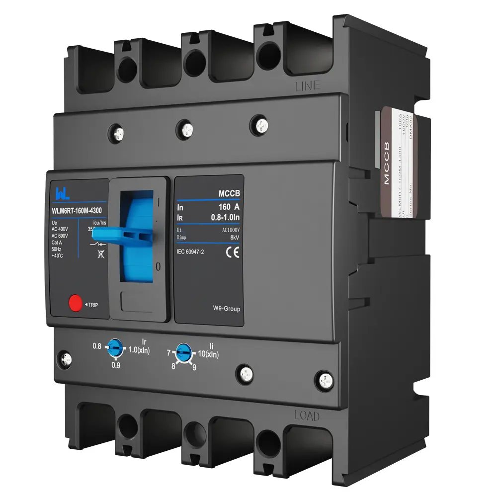 Adjustable Mccb WLM6RT-160A-3300 3P  WLM6RT Series thermal magnetic type mccb  400V/690V mccb 125A 3 Poles
